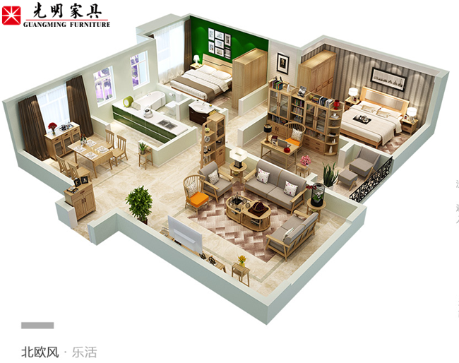 套系实木家具摆放效果欣赏，实木家具图片展示